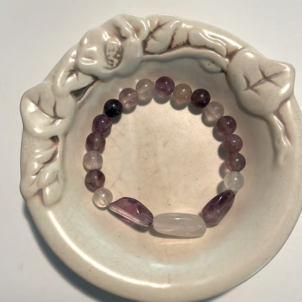Hand Crafted Purple Fluorite stretch Bracelet 7inches